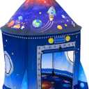 Rocket Ship Play Tent for Kids, Astronaut Spaceship Space Themed Pretend Playhouse Indoor Outdoor Games Party Children Pop Up Foldable Tent Birthday Toy for Boys Girls Toddler Baby