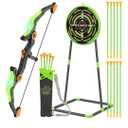 Kmuxilal Kids Bow and Arrow Set with LED Flash Lights, 10 Suction Cup Arrows, Quiver and Fluorescence Standing Target-Perfect Indoor and Outdoor Archery Set Toy Gift for Boys and Girls Ages 4-12