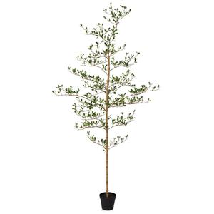 Verinatural Artificial Black Olive Tree 6FT Indoor Outdoor Decor Faux Plants - Real Wood Trunk Fake Tree with Green UV Resistant Leaves - Tall Floor Plant for Modern Home Office Living Room Decoration