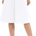 Urban CoCo Women's A-Line Elastic High Waist Flare Work Midi Knee Length Stretchy Skirt (Medium, White)