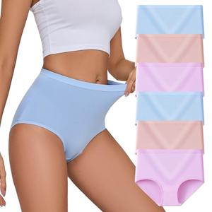 PPBYS Womens Underwear Pack,C Section High Waisted Tummy Control Moisture-Wicking Brief Underwear,plus size spandexand nylon Panties 6Packs 2-3XL