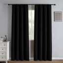 IGEMAEVE Black 100% Blackout Curtains 84 Inch Length 2 Panels Set, Black Out Curtains for Bedroom 84 Inch Long, Rod Pocket Energy Saving Room Darkening Drapes for Living Room Dining Room Window