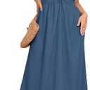 SHESTARR Women's Plus Size Summer Dress Spaghetti Strap Sleeveless Sweetheart Neck Swing A Line Maxi Long Dress