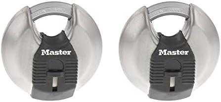 Master Lock Padlock, Magnum Stainless Steel Discus Lock, 2-3/4 in. Wide, M40XT (Pack of 2-Keyed Alike) (M40XTCCSEN)