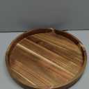 Acacia Wood Round Serving Tray, 13.8" Charcuterie Board with Rim, Decorative Centerpiece for Ottoman, Coffee Table, Couch, Kitchen Island, Round Serving Platter, 1 Pack
