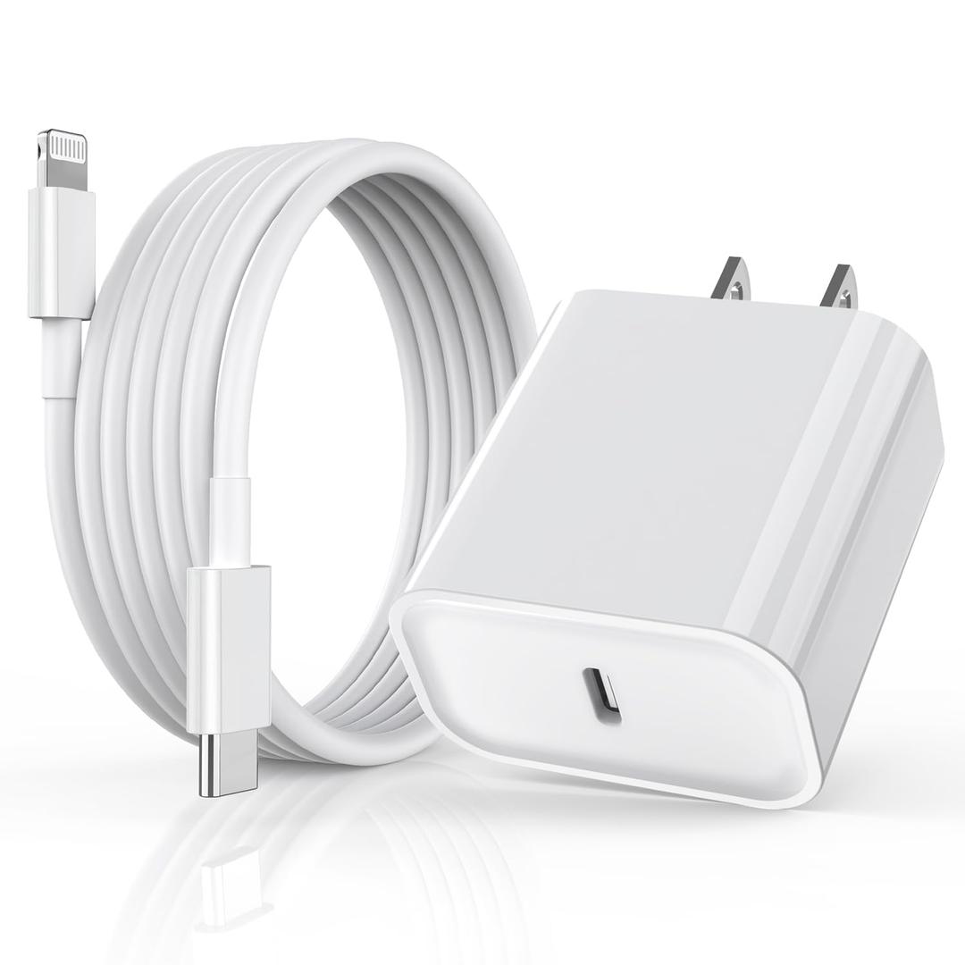 iPhone Fast Charger [Apple MFi Certified] 10FT Extra Long Fast Charging Lightning Cable with USB C Charger Block 20W PD Travel Plug for iPhone 14/Pro/Pro Max/Plus/13/12/11/Mini/Pro/XS/XR/SE 2022/iPad