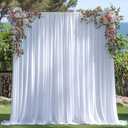 ESGOTBME Wrinkle Free White Backdrop Curtain for Parties 10x7ft Soft Fabric Drapes Wedding White Curtain Backdrop for Birthday Party Decorations Background for Photography 5x7ft, 2 Panels