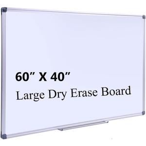 60" x 40" Magnetic Dry Erase Whiteboard with Pen Tray | Large Wall Mounted Aluminum Frame White Board for Office, Classroom & Home | Premium Presentation Board with Smooth Writing Surface