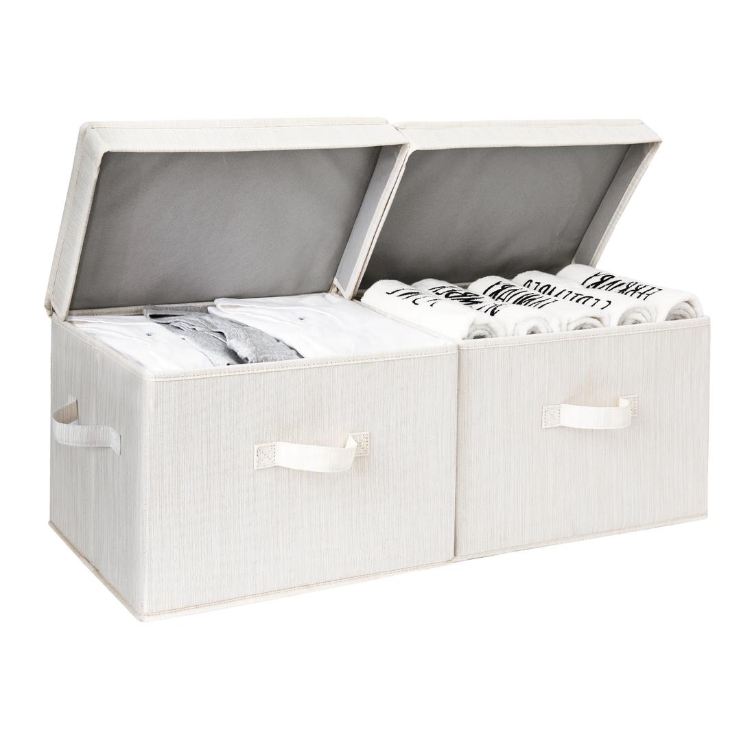 StorageWorks Fabric Storage Bins with Lids & Handles, Decorative Storage Boxes for Closet & Shelf, Large Storage Bins, 2-Pack
