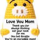 CryCarrot Mothers Day Mom Gifts from Daughter Son - Love You Mum, Handmade Crochet Giraffe Birthday Gift for Moms Mama Mommy Bonus Stepmom, Best Mom Ever Gifts for Birthday Emotional Cute Decor, Pack of 2