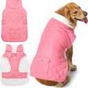 Dog Winter Coat - Windproof Fleece Warm Thick Dog Jacket Clothes for Cold Weather - Pink Pet Vest Coat Outfits for Small Medium Large Dogs - Indoor & Outdoor Use (XXL)