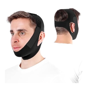 OHELEEP Anti Snore Chin Strap for CPAP Users, Snore Stopper Adjustable, Chin Strap for Sleeping Comfortable Stop Snoring Solution, Anti Snoring Devices Breathable and Reusable, Black, M
