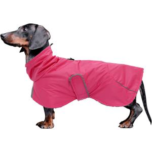 Dachshund Coats Waterproof, Perfect for Dachshunds, Sausage, Weiner Dog Winter Coat with Padded Fleece, Puppy Snowsuit with Adjustable Bands and High Vis Reflective Trim - Pink - M