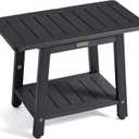 HDPS Shower Bench Seat for for Inside Shower, Waterproof Shower Stool, Heavy Duty Bathroom Poly Shower Chair Seat for Shaving Legs, 2 Tier Black Shower Foot Rest Stool with Adjustable Feet, Non-Slip