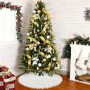 IMIKEYA Christmas Tree Skirt, 36 inches Luxury Faux Fur Christmas Tree Skirt, Beige Christmas Xmas Tree Skirt with Hand-Sewn Pompoms, Soft Thick Plush Tree Skirt for Christmas Tree Decorations