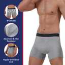 KARSWATT Washable Urinary Incontinence Underwear for Men, 5" Longer Leg Front Absorbent Boxer Brief for Bladder Control (Medium, Gray) (M)