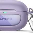 SURITCH Case for Raycon Everyday Earbuds (2024 Edition), Shockproof Magnetic Case for Raycon Bluetooth True Wireless in-Ear Buds Headphones, Protective Cover with Magnetic Lid Lock & Carabiner, Purple