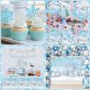 Winter Wonderland Birthday Decorations,288pcs Winter Wonderland Birthday Decorations Set include Gitter Snowflake Backdrop,Silver White Glittery Banners,Confetti Balloons for Winter Birthday Party