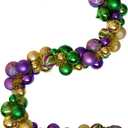 6 Ft Mardi Gras Garland with Purple Green Gold Glitter Balls, Carnival Bead Decor for Front Door, Mantel, Wall and Fireplace, Festive Fat Tuesday Indoor Outdoor Party Supplies