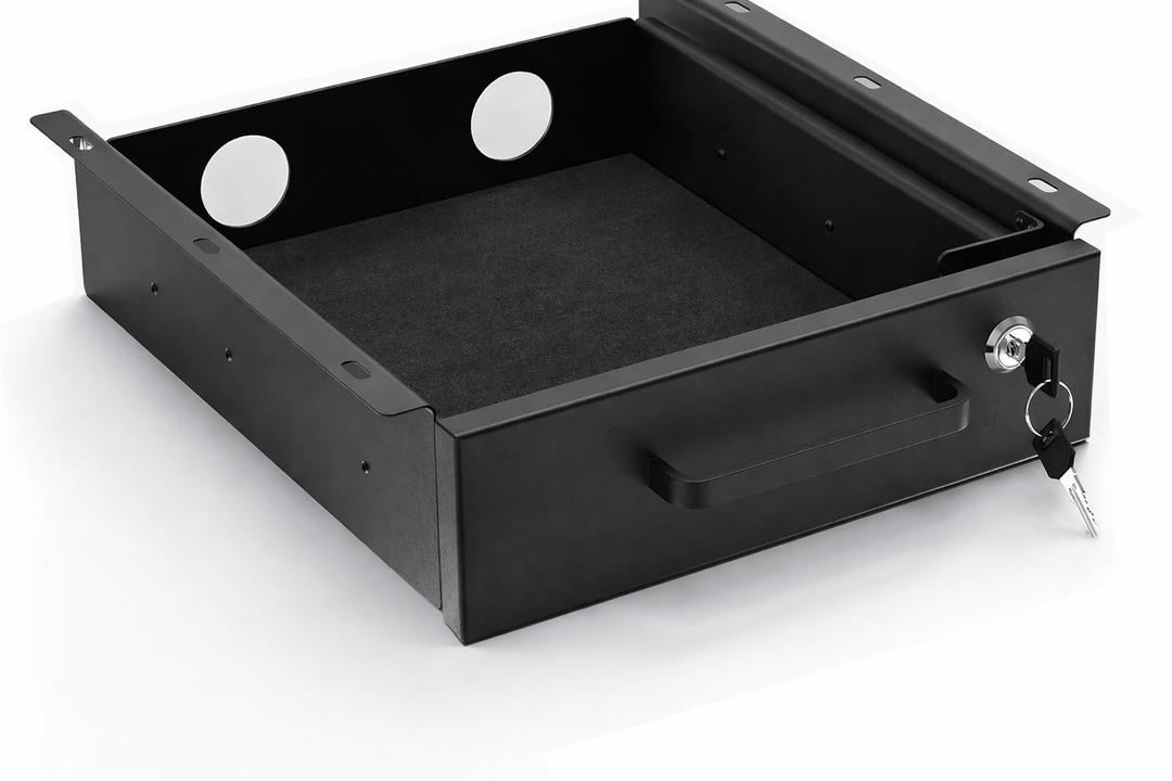 Under Desk Drawer Slide-Out – Lockable Metal Storage Drawer with Cable Management for Office & Home (Single, Non-Bracketed)