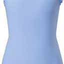 blibean Kid Girls Swimsuit One Piece Ruffle Sleeve Bathing Suits 6-15 Year (Blue, L)