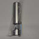 Electric Pepper Grinder & Salt Mill - Battery Operated Stainless Steel Body with Transparent Container LED Light One-Hand Operation Push-Button Switch Adjustable Coarseness Easy Refill & Clean (Silver + single grinder)