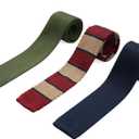 Knit Ties for Men, Wrinkle Proof, Machine Washable, 2.35 inch Skinny Ties, Flat-end Sock Ties, 3-Pack