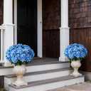 FOTEEWL Artificial Hydrangea Flower Topiary Trees - 2 Sets Faux Silk Flower Potted Plant, UV Resistant Fake Outdoor Hydrangea Bush for Front Door, Farmhouse,Garden, Porch Decor (Blue)