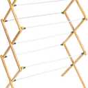 Household Essentials X-Frame Clothes Drying Rack, Stabile Wood Frame with Slanted Feet, Smooth Vinyl Wrapped Rods, 23.8 Feet of Hanging Space, Ready to Assemble, Flat Top, Natural