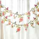 SUNBEAUTY Garden Party Flower Banner Reusable Wildflower Garland for Enchanted Garden Woodland Tropical Theme Wedding Baby Shower Birthday Tea Supplies Girl Decorations - 2 Pcs