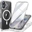 Miracase for iPhone 17 Case 6.3'', Full-Body Military Drop Protection Outdoor Phone case with Built-in Glass Screen &Camera Control,Easy Installation,No Gap,Compatible with MagSafe,Clear Glitter