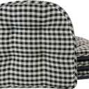 Klear Vu Omega Non-Slip Chair Cushions, Assembled in USA, U-Shaped Skid-Proof Seat Pads for Dining Room, Kitchen, Office, 15"x16", 4 Pack, Gingham Black 4 Count