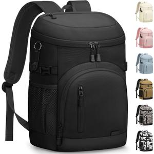 Cooler Backpack Insulated Waterproof,30 Cans Backpack Coolers Leakproof Lunch Backpack for Men Women Portable Soft Cooler Bag for Beach Camping Travel Picnic (Black)