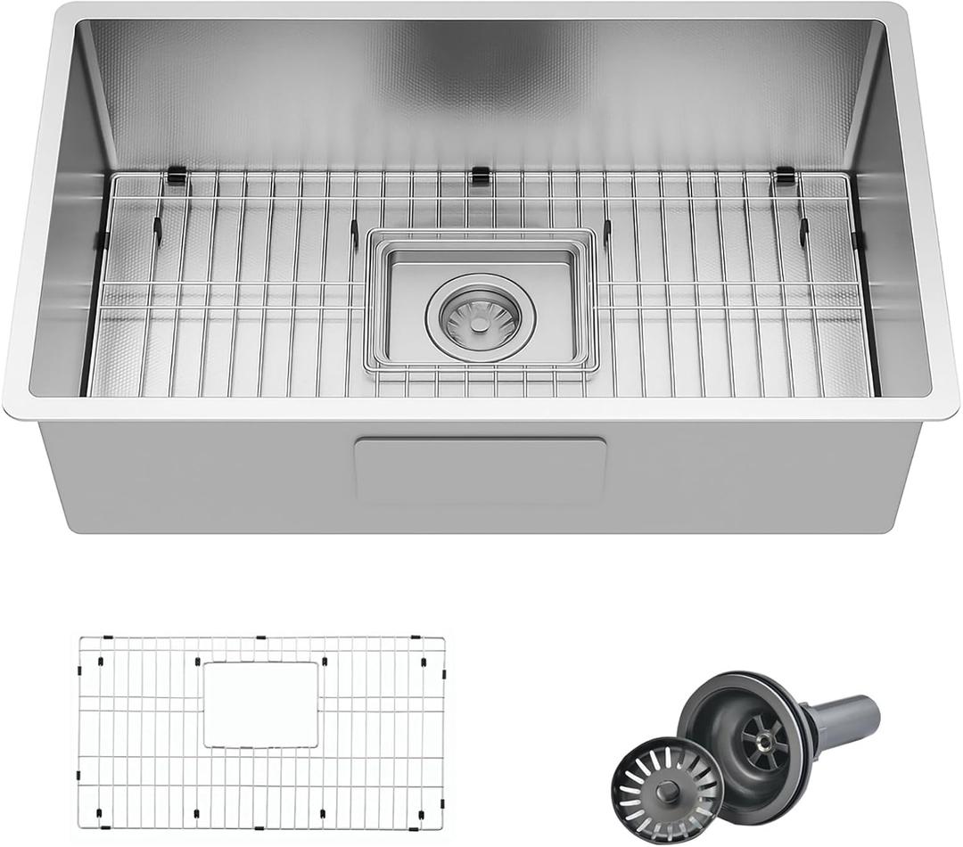 28 Inch Undermount Kitchen Sink,16 Gauge Single Bowl Stainless Steel Kitchen Sink With Accessories. (28"x18"x10")