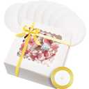 qiqee 10x10x5 Cake Box, 18 Sets White Cake Box with Window 18 Sets 10" White Cake Round Boards, 10inch Cake Containers, 10 Meters Gold Silk Ribbon
