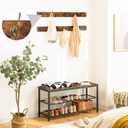 HOOBRO Hall Tree with Bench, Coat Rack Shoe Bench Set, Entryway Shoe Rack with Coat Hooks, Hall Tree, 39.4" L x 11.8" W x 18.1" H, Industrial, for Front Door, Rustic Brown BF071MT01G1