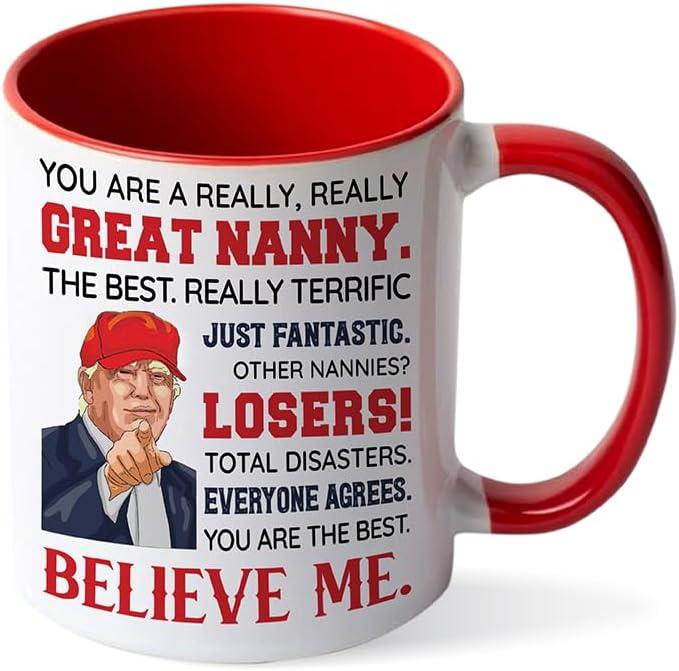 2 x Valentine Day Gift for Nanny, Nanny Gifts for Grandma, Best Nanny Present From Granddaughter, Grandson for Christmas, Birthday, Mothers Day, Funny Nanny Gifts Idea, Nanny Ceramic Mug 11Oz
