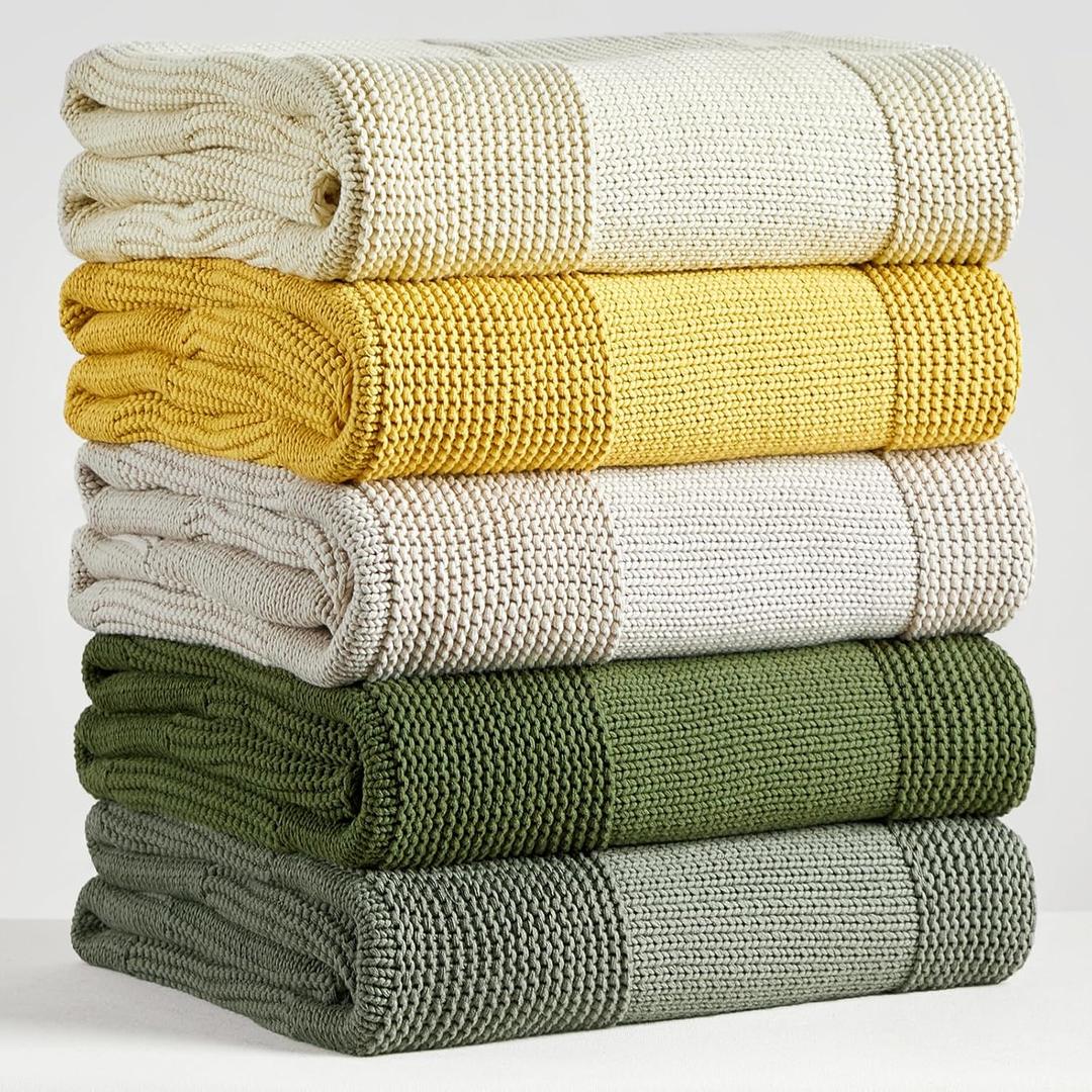 Longhui bedding 100% Cotton Chunky Cable Knit Throw Blanket for Sofa Couch Bed Baby Nursery, Bold Thread, Home Decorative Blanket, Bonus Laundering Bag, 60 x 80 Inches, Grey
