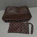 Makeup Bag, Cosmetic Bag, Portable Leather Large Checkered Makeup Bag, 2 Pack Large Capacity Travel Cosmetic Bag for Women, Lightweight Design and Waterproof Toiletries Bag Christmas Gifts