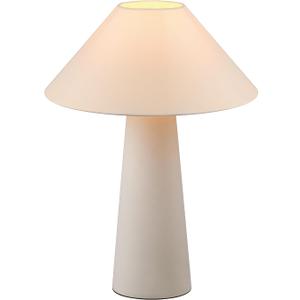 Novogratz x Globe 18" Ceramic Table Lamp, Matte Cream, Off-White Tapered Fabric Shade, in-Line Rocker Switch, 5 Ft. Clear Cord, Home Office, Desk, Living Room