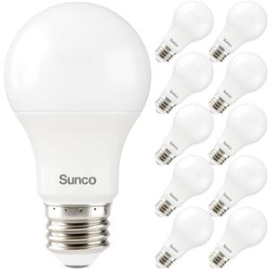 Sunco 10 Pack A19 LED Light Bulb 3W=40W, Dimmable 6000K Daylight Deluxe 250 LM E26 Medium Base, Indoor Outdoor, Super Bright, Instant On, Flicker Free, Frosted Lens, Lamp for Bedroom - UL (10 Count (Pack of 1))
