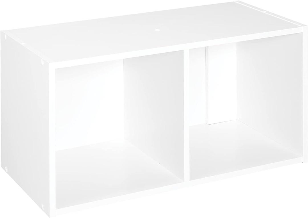 ClosetMaid Cubeicals 2 Cube Storage Shelf Organizer Bookshelf, Stackable or Hanging Wall Mount, Easy Assembly, White Wood Finish, 12.36 in. H x 24.09 in. W x 11.69 in. D