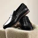 Loafers for Men, Slip-On Casual Business Shoes, Faux Leather Round Toe for Work & Daily Wear D01, 9.5