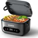 100W Cordless Electric Lunch Box for Adults & Men, Rechargeable Battery Powered Heated Lunch Box, 1.2L Portable Food Warmer Lunchbox with 5-Sided Heating for Work Car Outdoor Use (Gray)