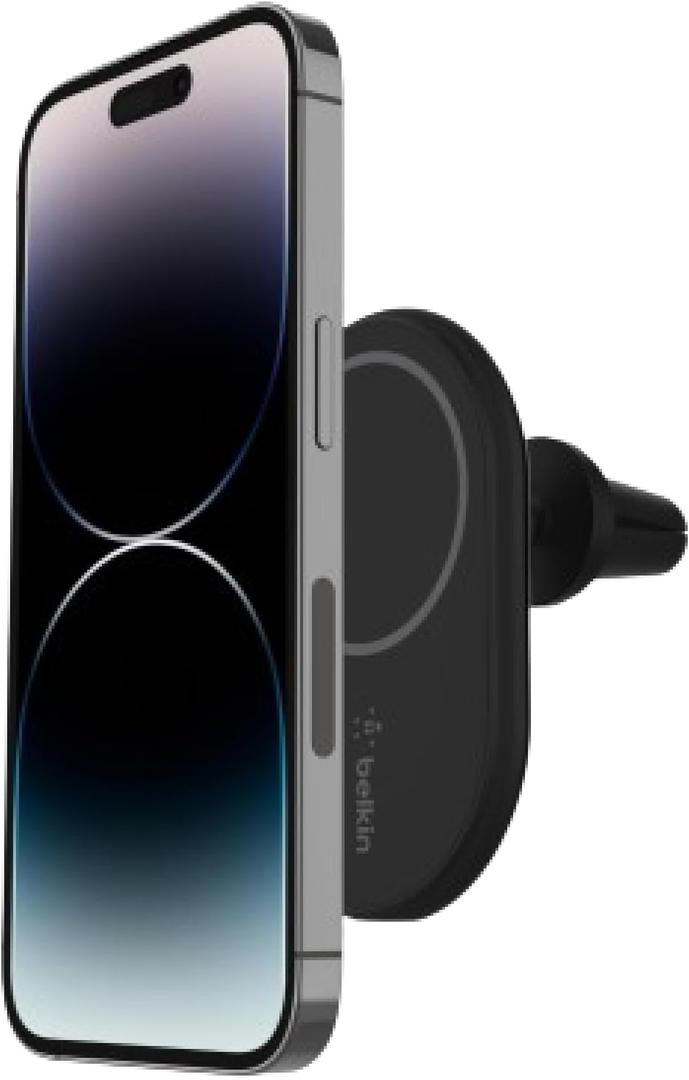 Belkin MagSafe-Compatible Magnetic Wireless Car Charger 10W - Wireless Charger, Magnetic Car Vent Phone Mount for iPhone 17, iPhone 16, 15, & 14 Series, Pixel 10 (Power Supply Included) - Black