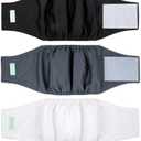 wegreeco Washable Male Dog Belly Band (Stylish Pattern)- Pack of 3 - Washable Male Dog Belly Wrap, Dog Diapers Male (Black, White, Charcoal, Large) (Large (18" to 21"))