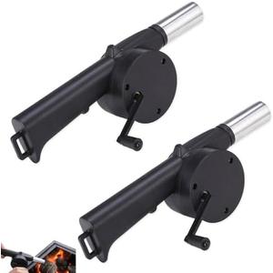 SquEqu 2 Pack Fireplace Bellows Hand Crank Air Blower Portable Manual Handheld Fire Blowing Tube Bellow Flame Boost BBQ Fan Fire Starter for Outdoor Barbecue Grill Stove Picnic Hiking Camping Campfire
