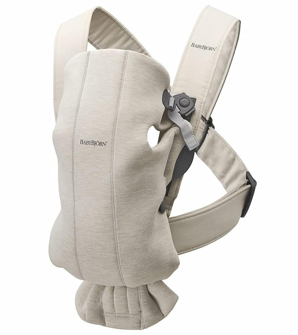 BabyBjrn Baby Carrier Mini, 3D Jersey, Light Beige | Newborn Carrier (7-25 lbs), Ergonomic, Easy-to-Use (Off White)
