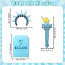 4 PCS Lady Liberty Costume Womens Statue of Liberty Outfit with Accessories for Halloween Cosplay Party (Blue, L)