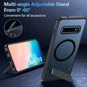 for Samsung Galaxy S10 Case with Stand, Magnetic Galaxy S10 Case Compatible with Mag-Safe Adjustable Kickstand Military Grade Shockproof Protective Bumper Phone Case for Samsung S10, Black
